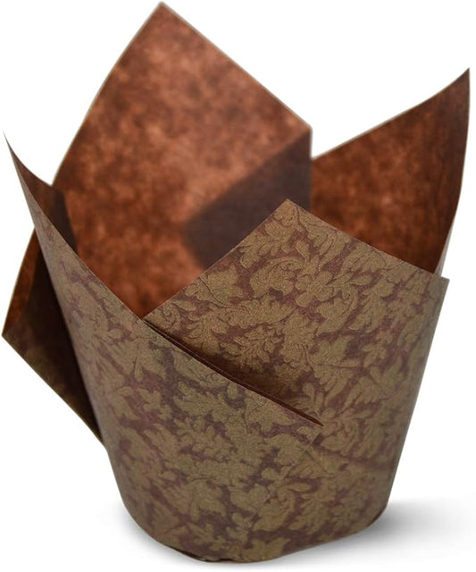 Brown Gold Leafs Medium Size Tulip Baking Cups Cupcake Liners Muffin Liners Greaseproof Paper 1000