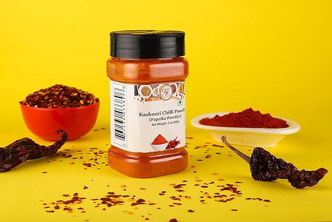 TAJ Premium Indian Kashmiri Chilly Powder, (Deggi Mirch, Lal Mirch), Mild Hot (3-Ounce)