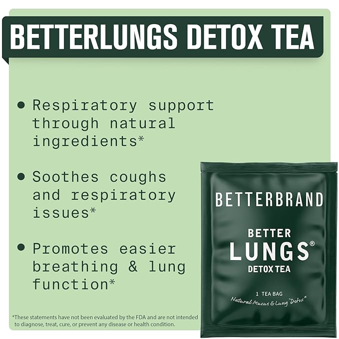 Betterbrand Mullein Tea Bags for Lungs ??Herbal Tea for Respiratory Support ??Caffeine-Free Loose Leaf Blend with Mullein Leaf Extract ??15 Bags for Lung Health and Wellness