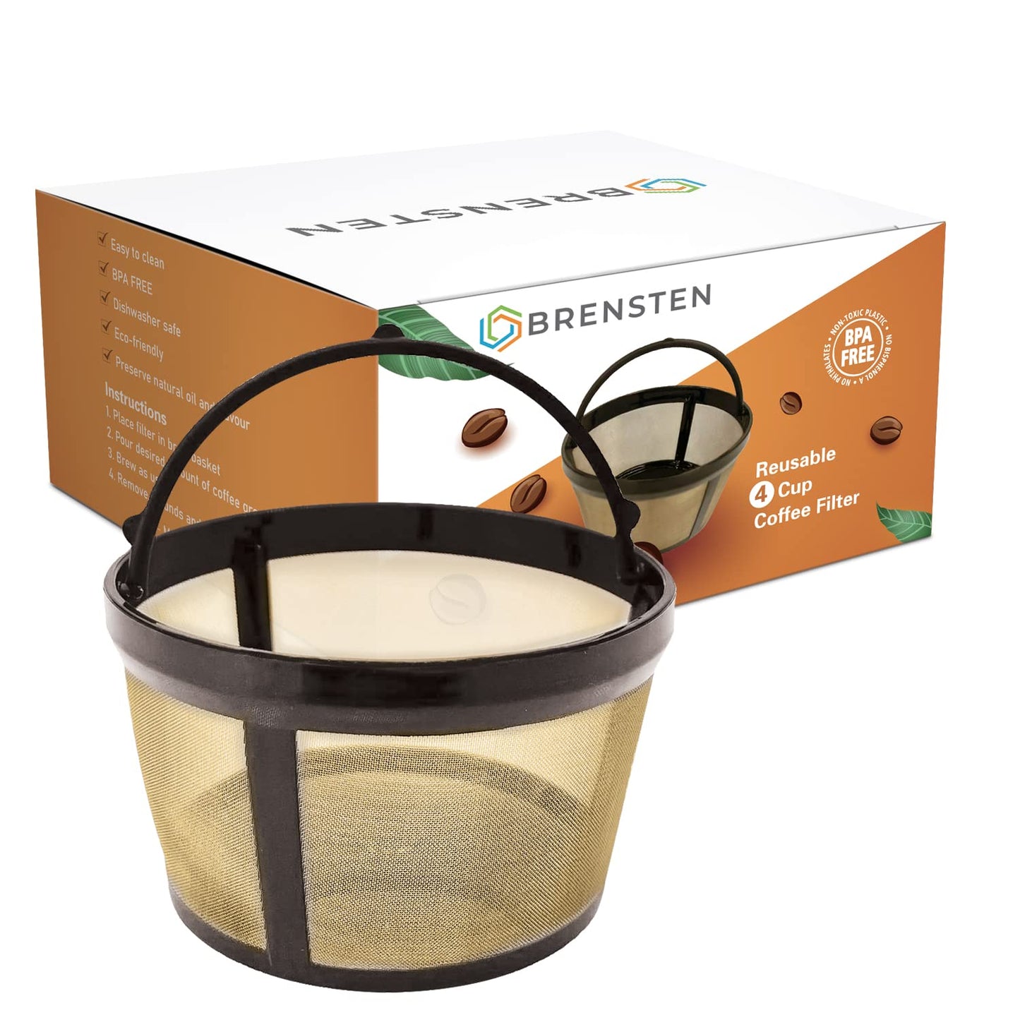 4-6 Cup Reusable Filter Basket With Closed Bottom Fits MrCoffee Coffee Maker and Brewer - Permanent