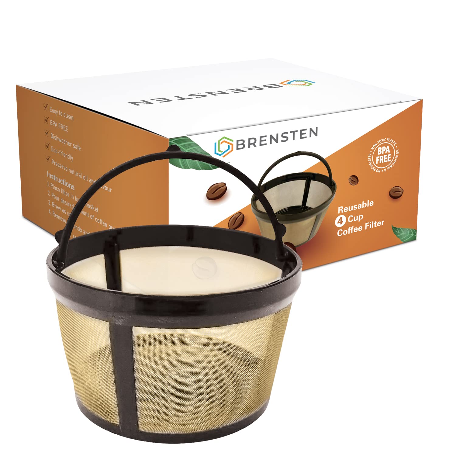 4-6 Cup Reusable Filter Basket With Closed Bottom Fits MrCoffee Coffee Maker and Brewer - Permanent