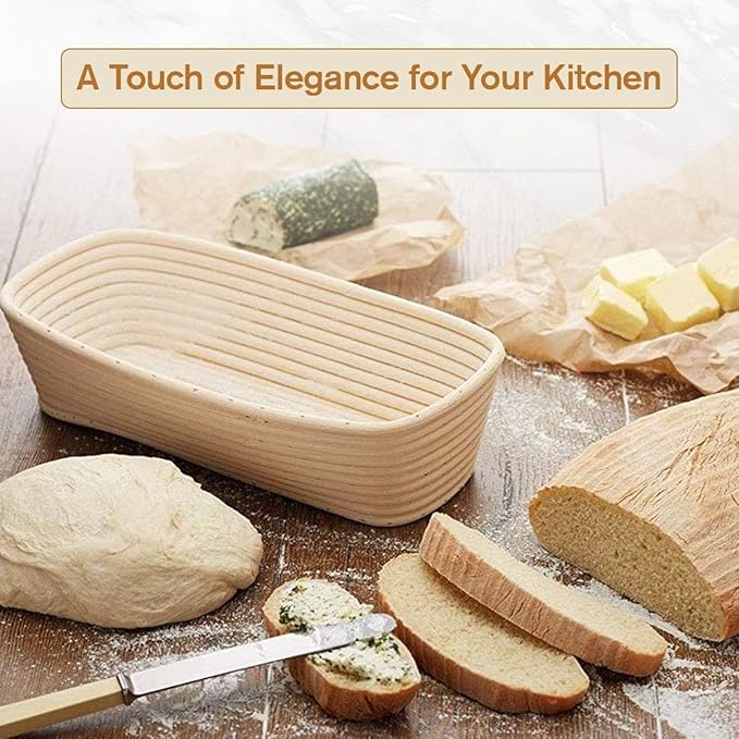 Banneton Bread Proofing Basket 9??Round & 10" Oval with Linen Liners ??Sourdough Bread Baking Supplies Kit | Natural Rattan Sourdough Proofing Basket, Bread Making Tools, Sourdough Banneton Basket