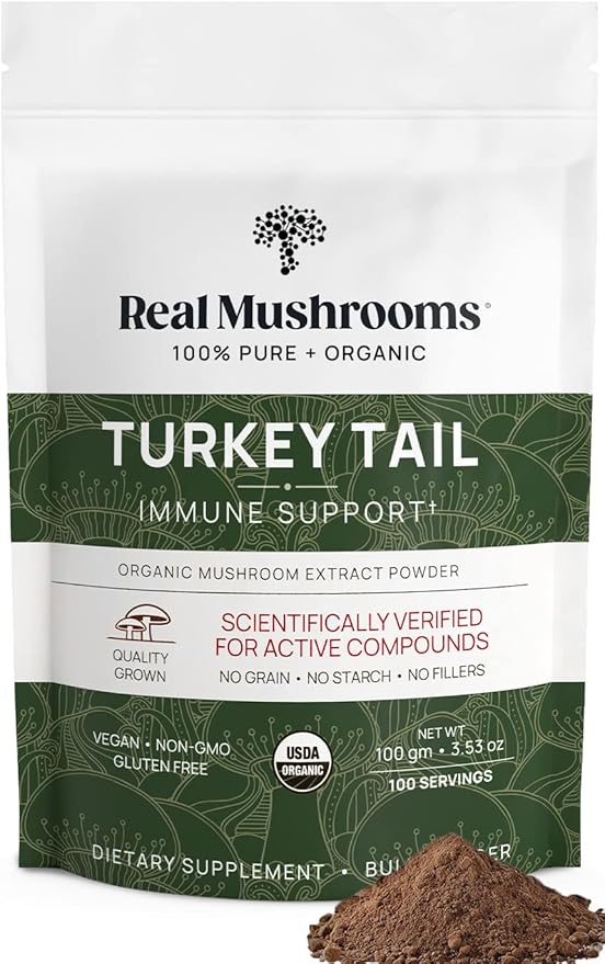 Real Mushrooms Turkey Tail Mushroom Powder ??Organic Turkey Tail Extract from ??for Wellness, Gut Harmony, & Energy Support ??Vegan, Non-GMO, No Fillers ??100 Servings Functional Mushroom Supplement