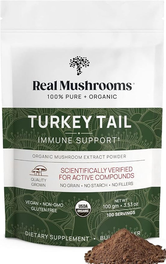 Real Mushrooms Turkey Tail Mushroom Powder ??Organic Turkey Tail Extract from ??for Wellness, Gut