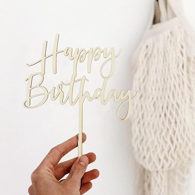 Wooden Happy Birthday Cake Toppers, Birthday Party Decoration Supplies, Premium Quality Decoration (Design 01)