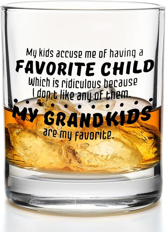 Grandpa Whiskey Glasses 10 oz, Grandpa Gifts from Grandkids, Funny Grandfather Old Fashioned Rocks Glasses for Men Drinking Scotch Bourbon Cocktail Liquor Vodka