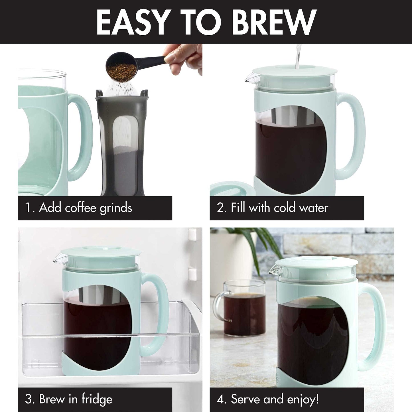 Primula Burke Deluxe Cold Brew Iced Coffee Maker, Comfort Grip Handle, Durable Glass Carafe