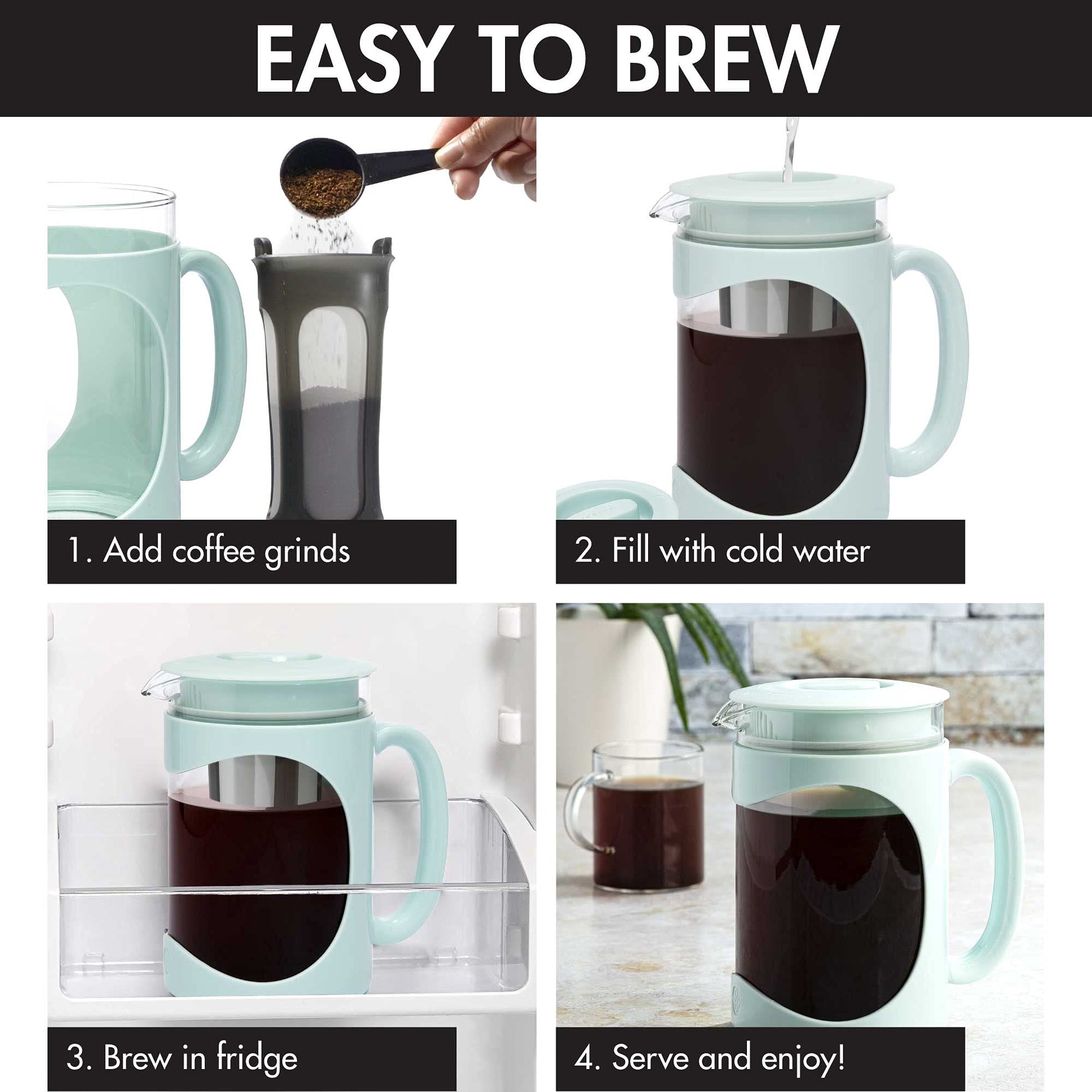 Primula Burke Deluxe Cold Brew Iced Coffee Maker, Comfort Grip Handle, Durable Glass Carafe