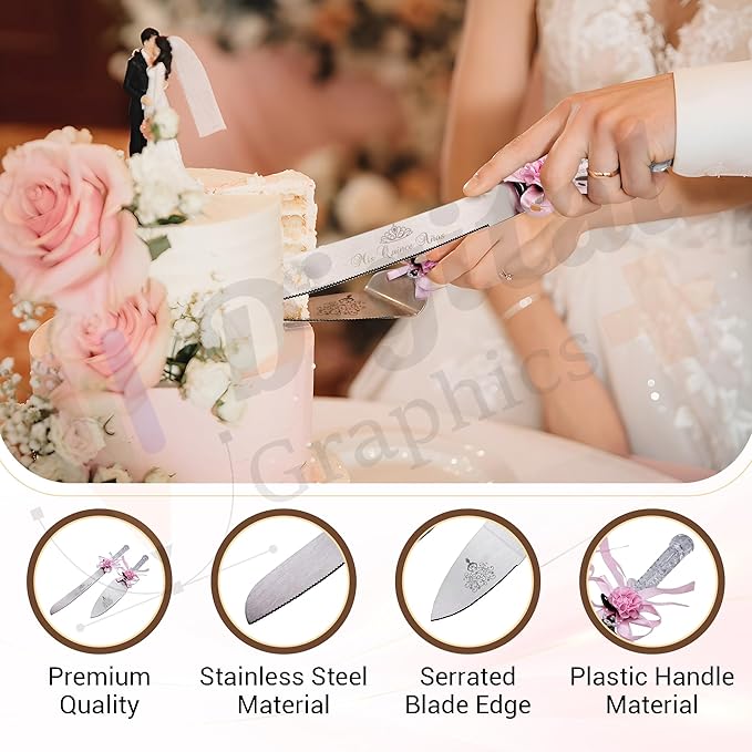 GIFTS INFINITY Personalized Mis Quince Anos Cake Knife and Server Set Valentine's Day Gift (CK-2PT)