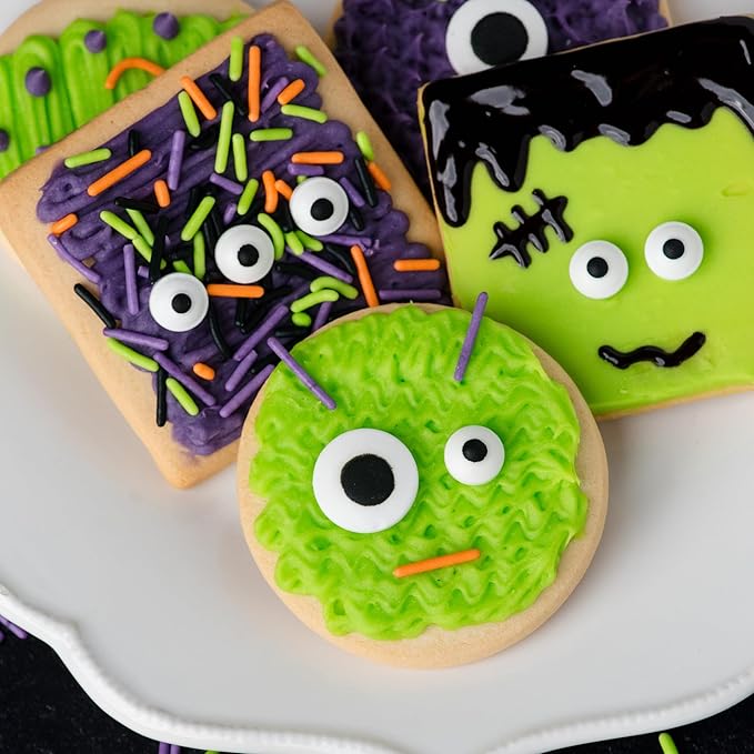 Sweets Indeed Monster Cookie Decorating Kit ??14.59 oz Halloween Cookie Kit with 8 Cookies, 2 Frosting Tubes, 1 Icing Tube, Sprinkles & Candy Eyeballs ??DIY Halloween Decorating Set for Kids & Families