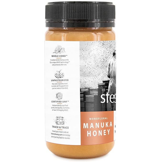 Steens Manuka Honey - MGO 515+ - Pure & Raw 100% Certified UMF 15+ Manuka Honey - Bottled and Sealed in New Zealand 17.6 oz