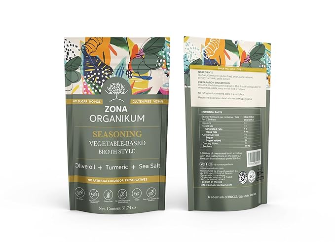 ZONA ORGANIKUM Vegan Vegetable Broth Seasoning Powder 31.74 oz, No MSG, No Artificial Colors or Preservatives, Gluten Free, Sugar Free, Healthy and Natural Base for Soups and Sauces