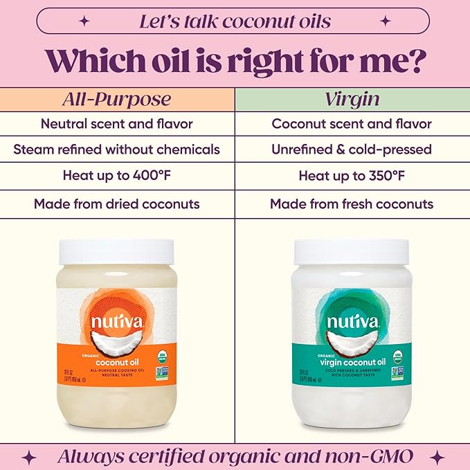 Nutiva Organic Coconut Oil, 29 Fl Oz - USDA Organic Cold Pressed Unrefined Extra Virgin Coconut for Cooking, Skin, Hair, Massage, and Oil Pulling. Contains Natural MCT
