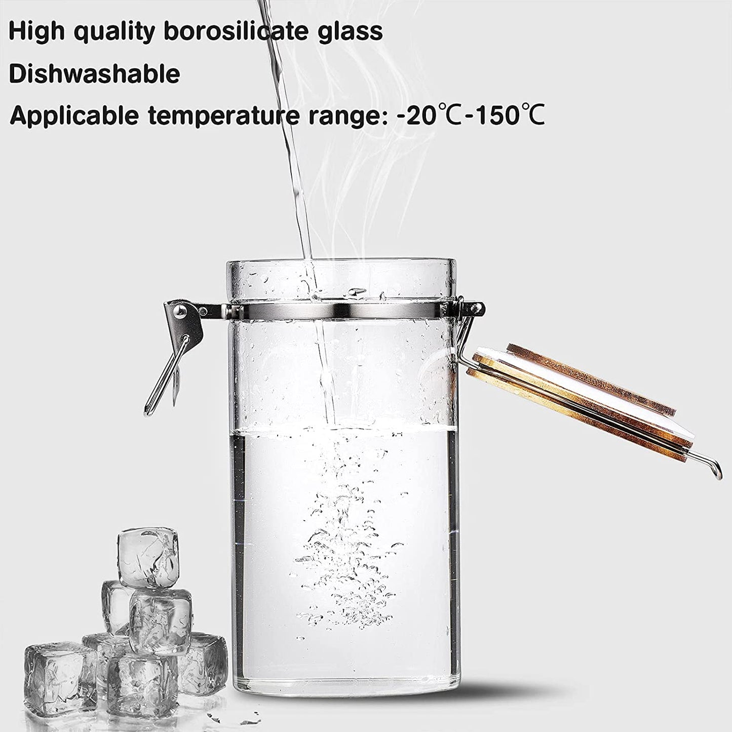 Yangbaga Coffee Canister with Shelf: 2P 45OZ Glass Airtight Coffee Holder