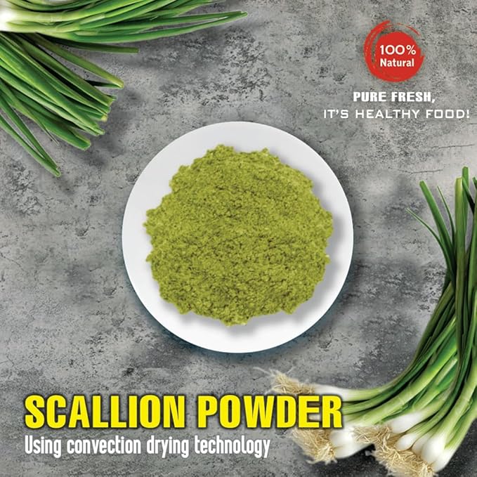 SCALLION POWDER 5.29 Oz (150g) VIETFARMFOOD: Pure, natural freeze-dried spice made from real vegetables and fruits - perfect for enhancing every meal, from cooking, baking, salads, soups, sauces