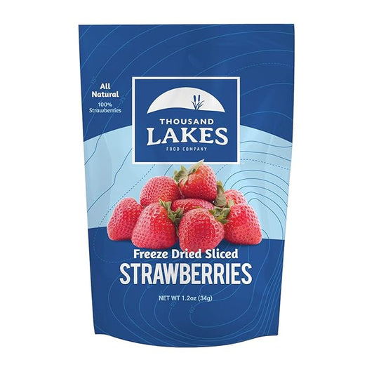 Thousand Lakes Freeze Dried Fruit - Strawberries 1.2 ounces | No Sugar Added | 100% Sliced Strawberries