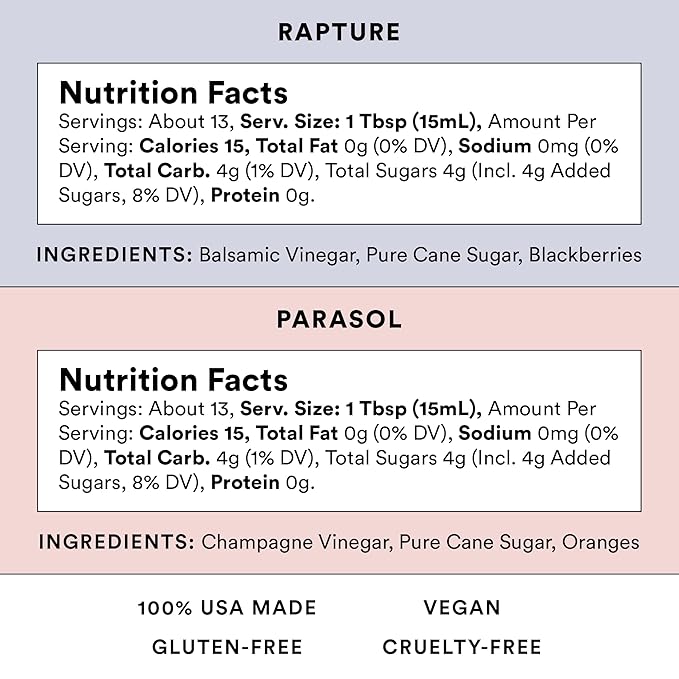 Brightland The Pair, Balsamic Vinegar & Champagne Vinegar Duo - Artisinal Vinegars Perfect for Salad Dressings, Marinades, Cooking & Drizzling - 6.7 Fl Oz