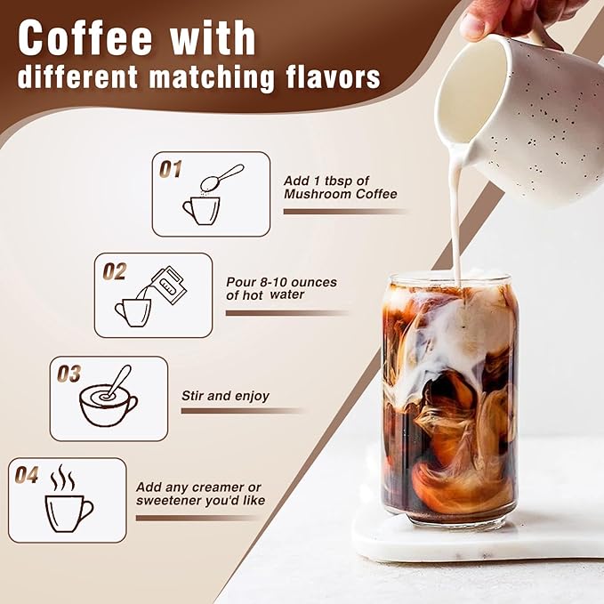 Mushroom Coffee is Produced in a US FDA-Registered Factory Mushroom Blend Instant Coffee for Energy Digestion and Immune Support 30 Servings Per Bag