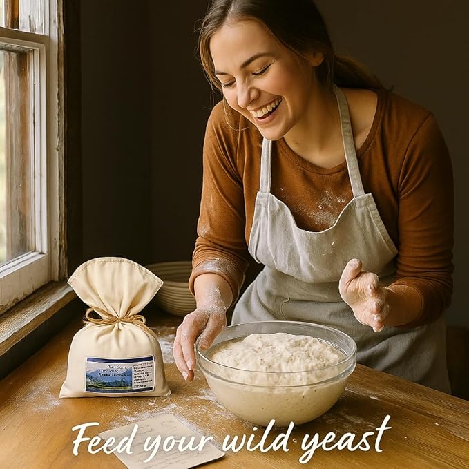 Bounty Foods Montana Sourdough Starter Set ??16 oz 3 Pack Artisan Bread Kit in Western-Style Burlap Bag ??Wild Yeast Culture for Real Rustic Sourdough ??Pioneer-Style Baking from the American West