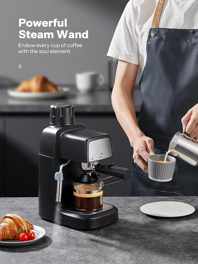 Espresso Machine 3.5 Bar, 800W Compact Size Coffee Maker with Steam Wand, 4 Cups Cappuccino & Latte Machine for Home and Office