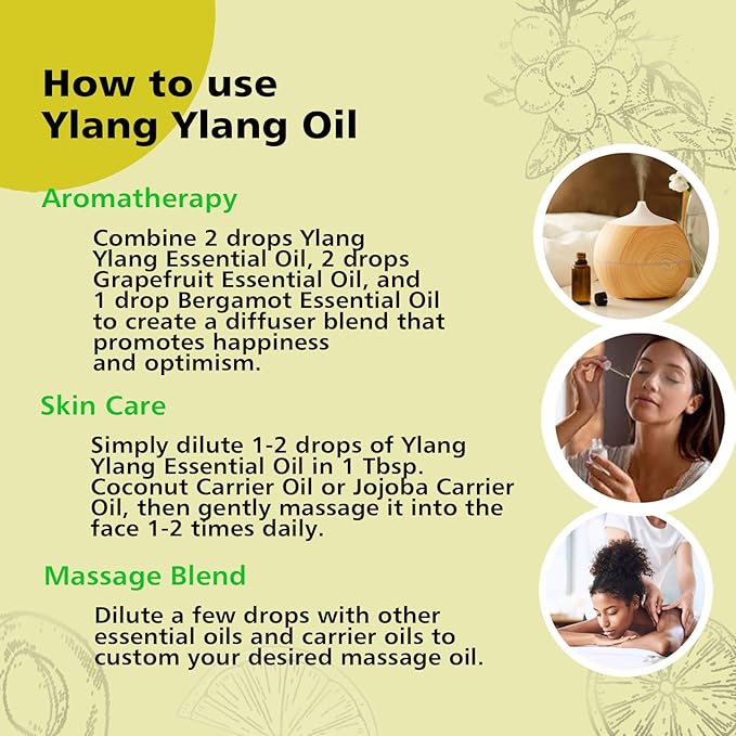 Ylang Ylang Essential Oil 1 Oz ??100% Pure & Natural Ylang Ylang Oil for Skin, Aromatherapy, Massage & Relaxation ??30ml
