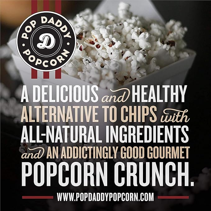 Pop Daddy Flavored Popcorn Gourmet, Kettle Flavor Popped Popcorn, Hand Seasoned Ruby Red Kernels, Gluten Free Healthy Popcorn Snacks, 6.4oz Individual Bags, 3 Pack