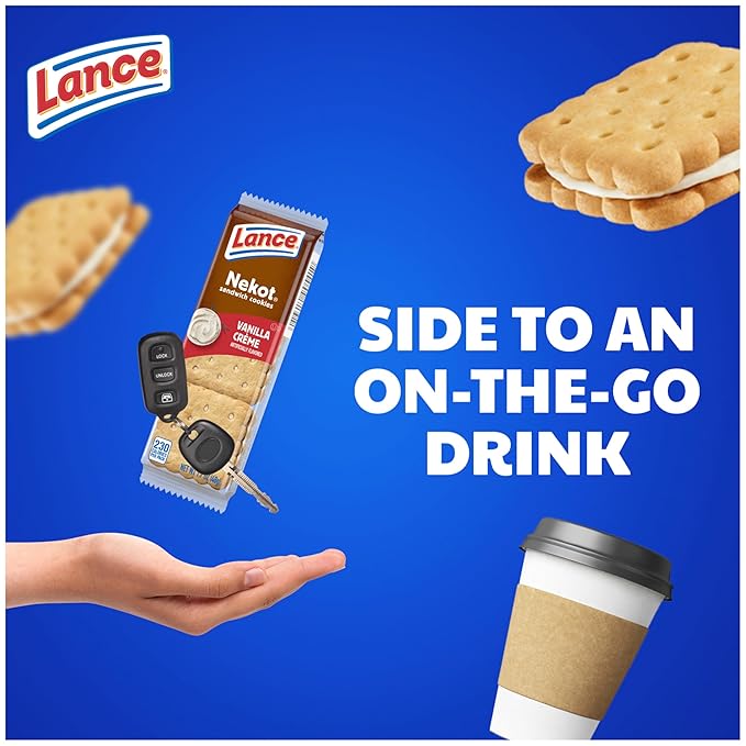 Lance Sandwich Cookies, Nekot Vanilla Creme, 10 Individually Wrapped Packs, 6 Sandwiches Each