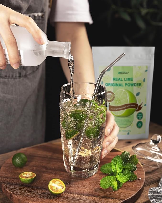 ORGFUN Original Lime Powder, Whole Lime Juice Freeze Dried Powder, Great for Cocktails, Drinks, Smoothies, and Cooking 7.06 Oz