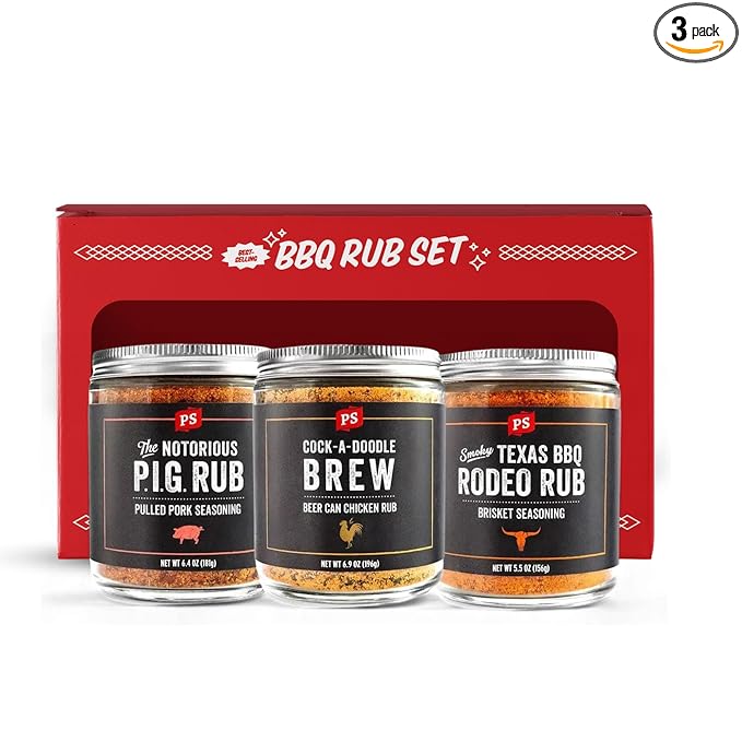 PS Seasoning Dry BBQ Rub Variety Pack - Notorious PIG, Cock-A-Doodle Brew, Texas Rodeo - BBQ Seasoning & Rubs for Smoking and Grilling Gift Set - Grilling Spices for Steaks, Pork, Beef, Chicken