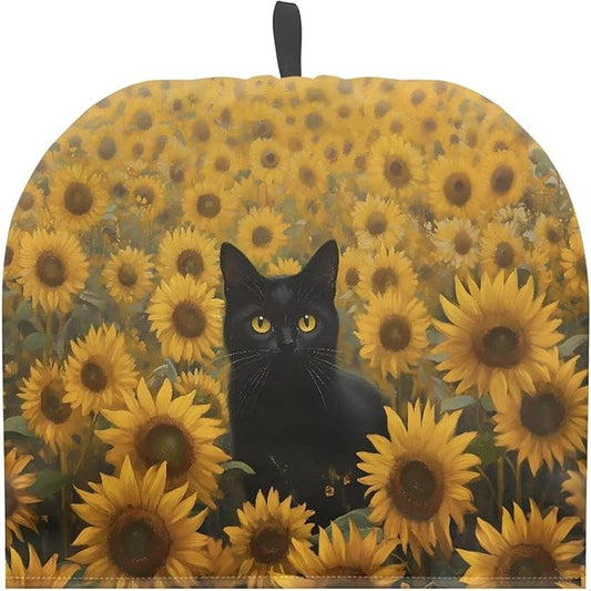 Sunflowers Cat Tea Cozy for Teapot Dome Teapot Cover Customized Teapot Covers Cozy for Teapot with Handle Dust Cover Can Hung and Folded Kitchen Kettle Dust Cover 竊늀range竊?"<div>