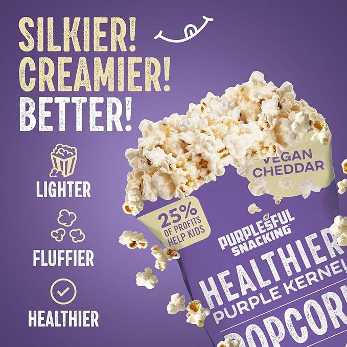 Purplesful Purple Corn Popcorn, Silkier, Creamier & Healthy Popcorn, Vegan-Friendly, Non-GMO, Flavorful Popped Corn Gourmet Snack, Variety, Big Bulk Pack - 4.8 Oz Per Pack (Pack of 9)