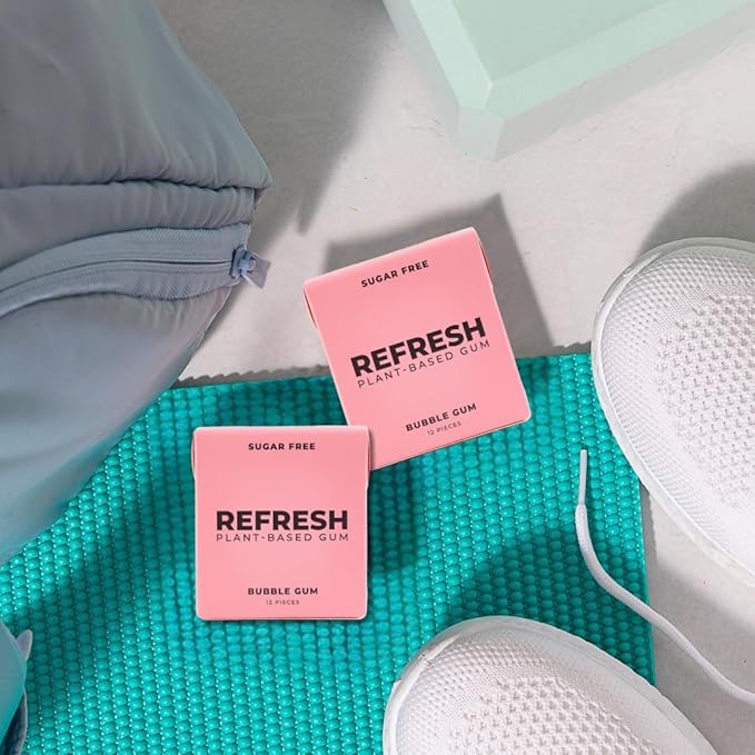 Refresh Gum Fruit Variety Pack – Xylitol, Sugar Free Chewing Gum, Natural Flavor & Organic Ingredients – Long Lasting, Plant-Based, Non-GMO – 12 Pieces, 5 Pack (12 Count (Pack of 5), Bubble Gum)