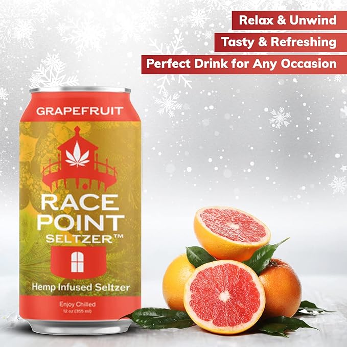 Race Point Seltzer Infused Sparkling Flavored Water – All-Natural Flavor Drink- Refresh, Relax, Unwind, Refocus & Find Balance, Non-GMO, No Added Sugar, 0 Sodium, Pack of 8 Seltzer Water Cans (Grapefruit)