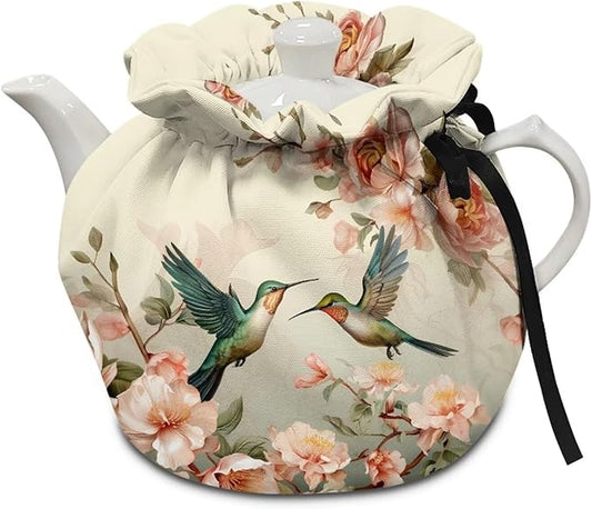 Hummingbird Teapot Cozy for Teapot Tea Pots Cozy for Keeping Warm Portable Easy to Clean Coffee Pot Cozy Polyester for Hotel Thicken Kettle Dust Cover for Kitchen
