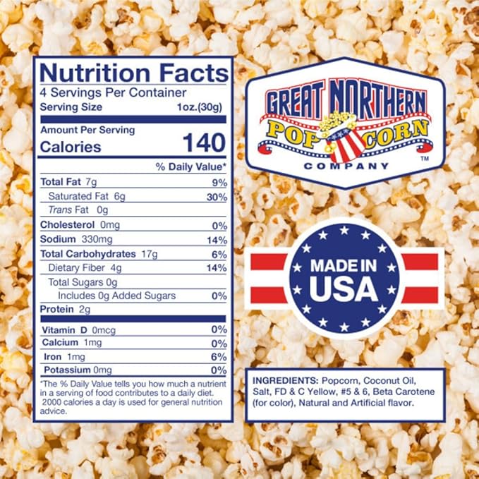 4oz Popcorn Machine Popcorn Packets - All-in-One Movie Theater Style Popcorn Kernels, Salt, and Oil Packs by Great Northern Popcorn (24 Case)