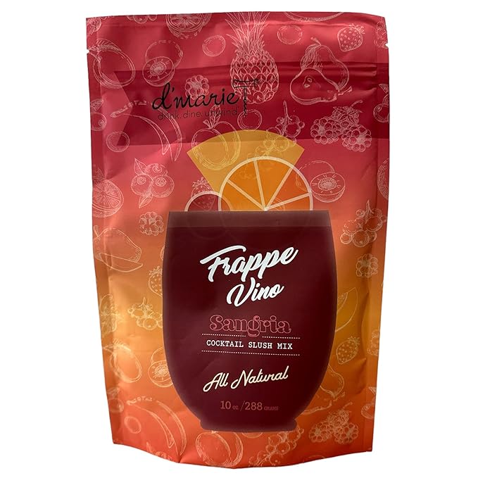 Frozen Cocktail Drink Mix Sangria - Makes 10 Wine Slushies - Drink Powder Pouches for Alcohol - All Natural Low Sugar Mixer, No Blender Needed