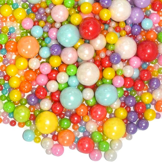 Rainbow Sprinkles Edible Sugar Pearls Sprinkles for Cake Decorating Cupcake Cookie Baking Cake Topper Decorations Wedding Halloween Christmas Supplies