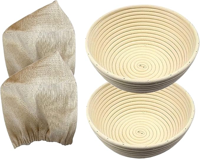 7 Inch Round Bread Banneton Proofing Basket Set of 2 Sourdough Proofing Basket kit for Artisanal Baking ??Bread Making Tools For Professional & Home Bakers (7 inch round- 2 pack)