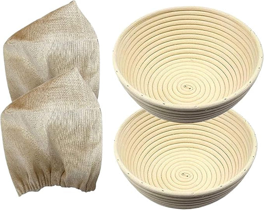 7 Inch Round Bread Banneton Proofing Basket Set of 2 Sourdough Proofing Basket kit for Artisanal Baking ??Bread Making Tools For Professional & Home Bakers (7 inch round- 2 pack)