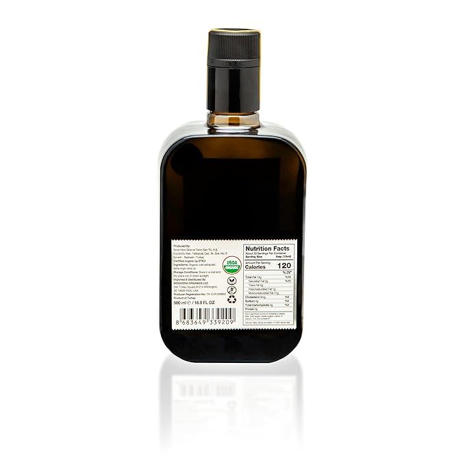 NVG NOVAVERA Premium High Polyphenol Rich Olive Oil(Up to 750 MG/KG), USDA Organic Drinking Extra Virgin Olive Oil, Evoo World Ranking Top 1, Low Acidity, Early Harvest, Cold Pressed, 16.9 oz