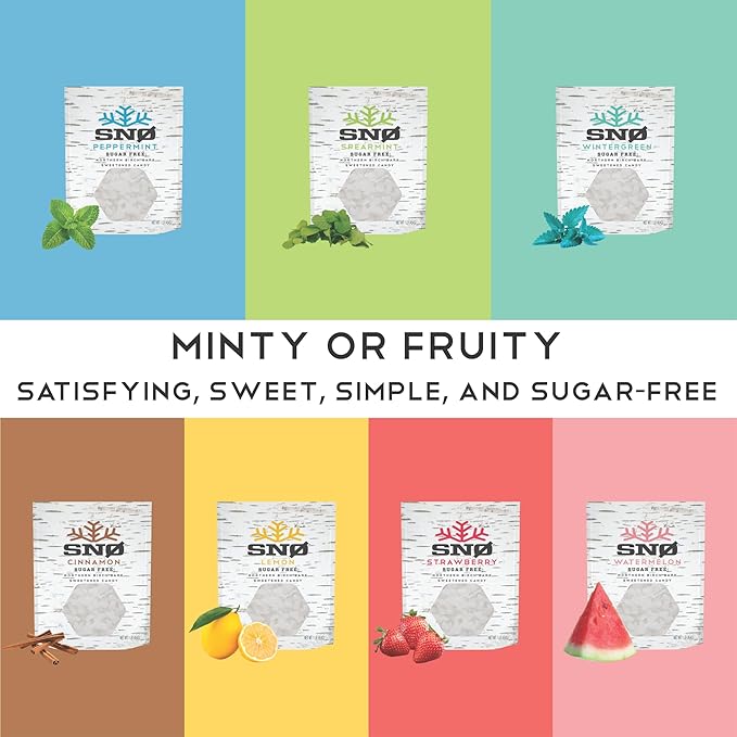 SN횠 Lemon & Wintergreen Xylitol Candy Chips - SN횠 (1LB Bag x 2) - Sugar-Free Candy With Only 2 Ingredients | Pure Birch Xylitol | Low Carbs, Diabetic-Friendly, Non-GMO, Vegan, GF & Kosher