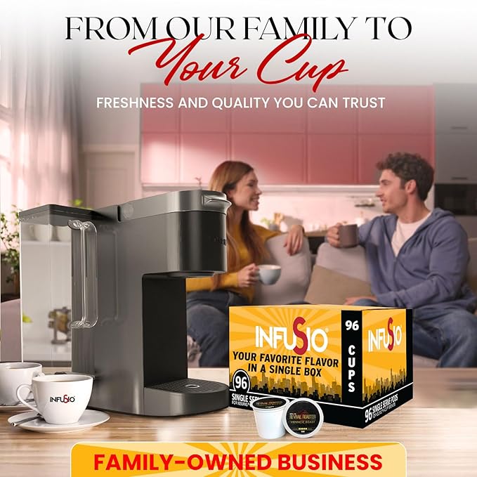 InfuSio Coffee Pods – 96 Count, Viennese Roast (Dark Roast Coffee) Single Serve Coffee Pods for Keurig K Cup® Brewers, Compatible with Keurig 2.0 Brewers