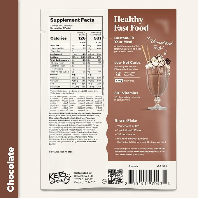 KETO CHOW CHOCOLATE - 1 MEAL PACK