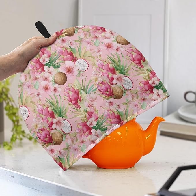 Hawaiian Large Tea Cozy for Teapot Coconut Print Extra Thick Tea Pot Cover Home Kitchen Decoration Insulated Teapot Cozy Dust Kitchen Accessories for Home Daily