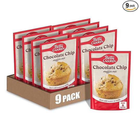 Betty Crocker Chocolate Chip Muffin Mix, 6.5 oz (Pack of 9)