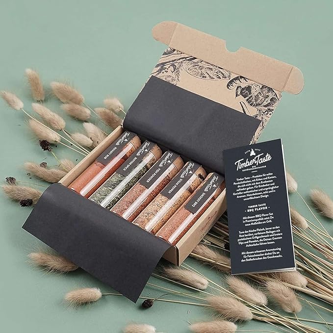 TIMBER TASTE® BBQ Spice Rub Gift Set - BBQ Seasonings and Rubs - from Somkey to Spicy Grilling Gift for Men - Grill Spices Set Birthday Gifts for Him