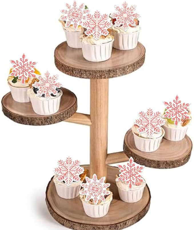 60 PCS Edible Snowflake Cupcake Toppers Wafer Paper Frozen Cupcake Topper Edible Snowflake Cupcake Picks Decoration for Winter Wonderland Christmas Birthday Party Cake Decorations Supplies White Pink