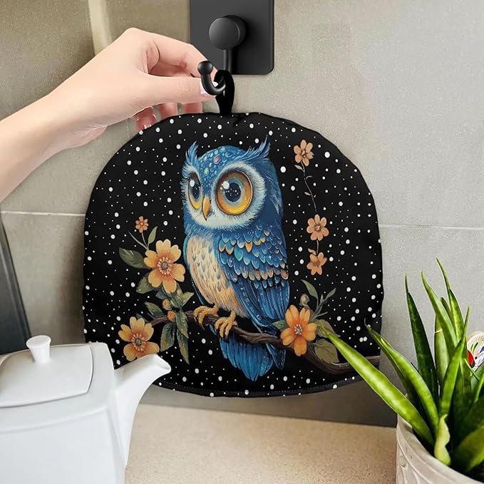 Owl Flower Twig Print Tea Cozy for Teapots Tea Cosy Tea Cover Keep Warm Tea Pot Dust Cover Insulated Kettle Cover for Home Kitchen Decorative Accessories