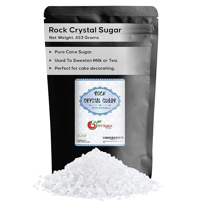 NY SPICE SHOP Rock Sugar ??1 Pound Bag Whole Rocks Candy Sugar Crystals ??Rock Candy ??Rock Sugar for Tea, Cakes
