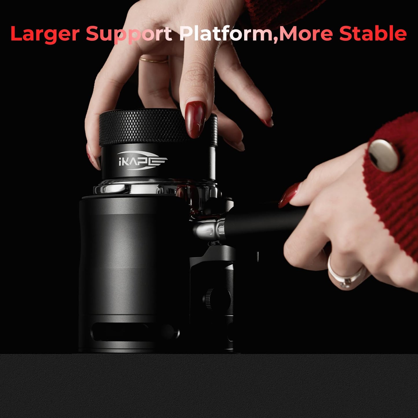 IKAPE Newly Upgrade Espresso Tamper Portafilter Holder, Aluminum Alloy Espresso Portafilter Tamping